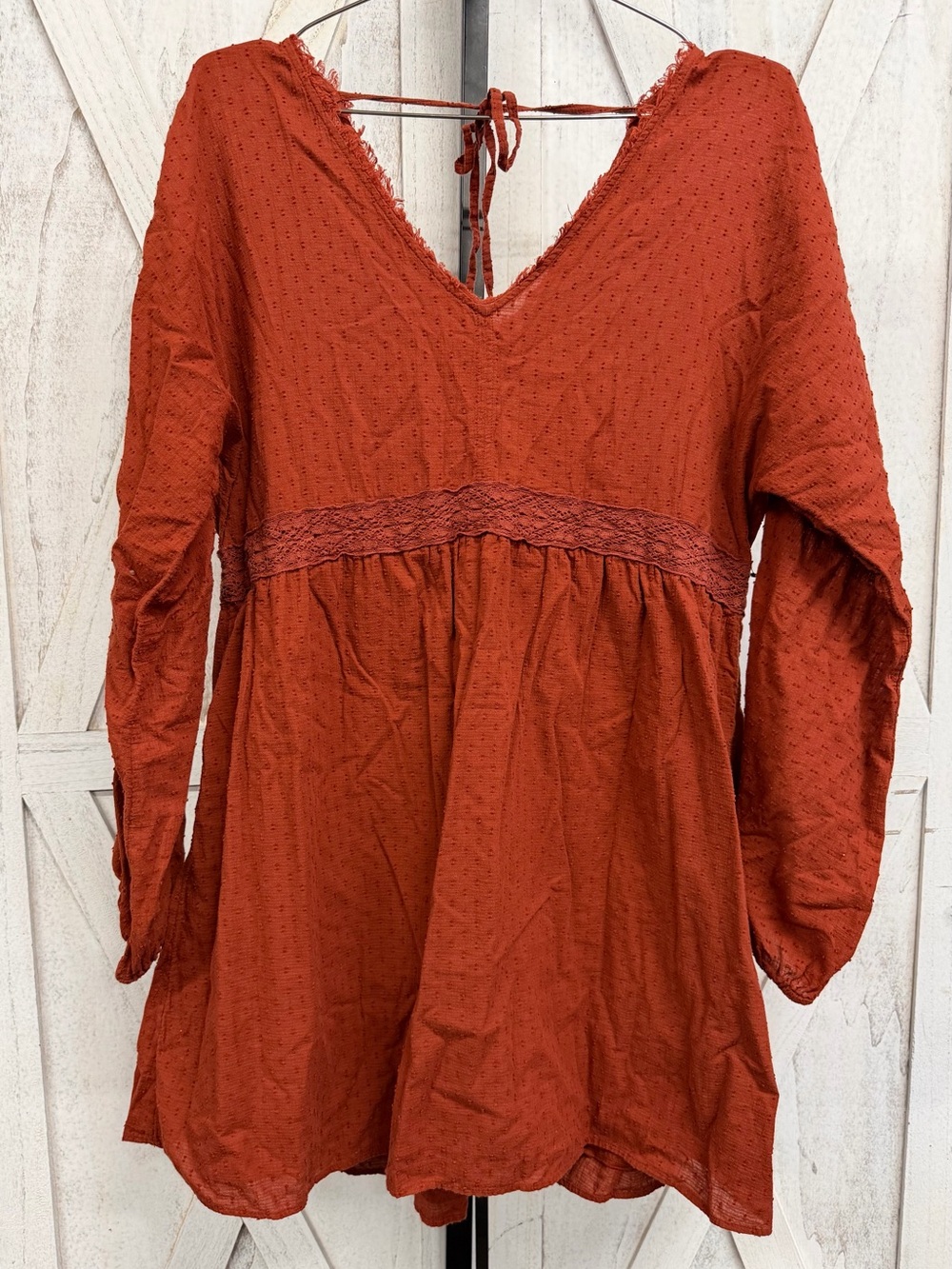 True Craft Rust Red V-Neck Peasant Tunic